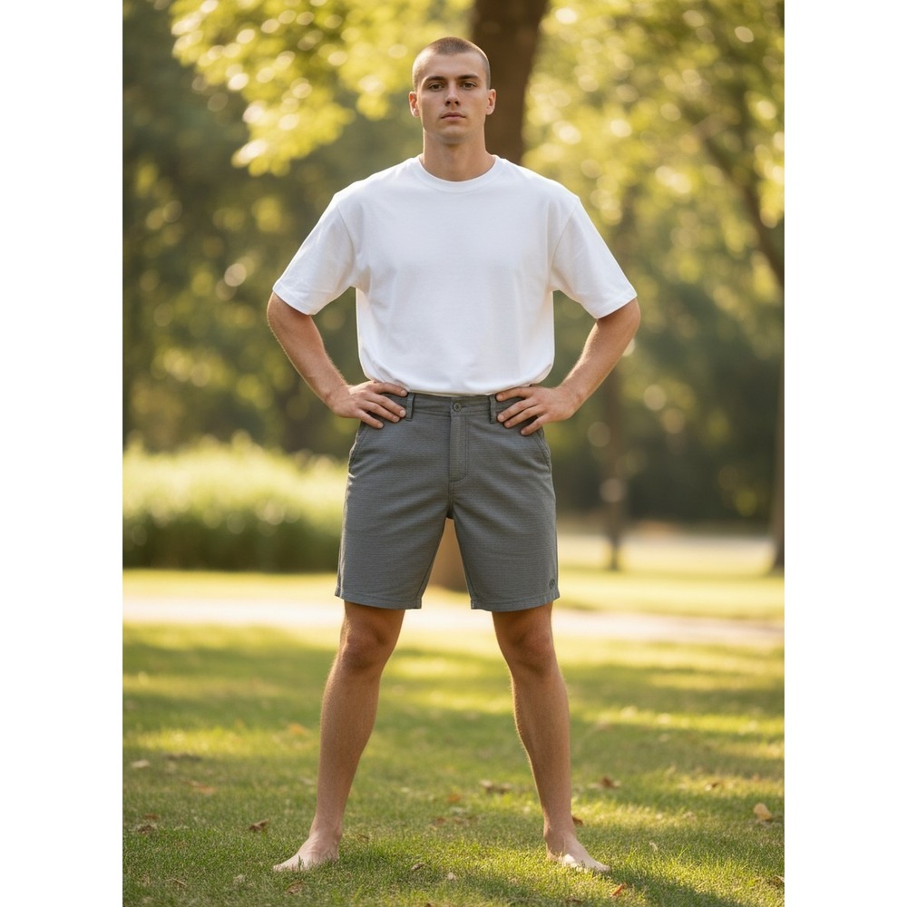 Hang Ten Hybrid Walk Shorts 32 Gray Textured Quick Dry Performance Surf Casual